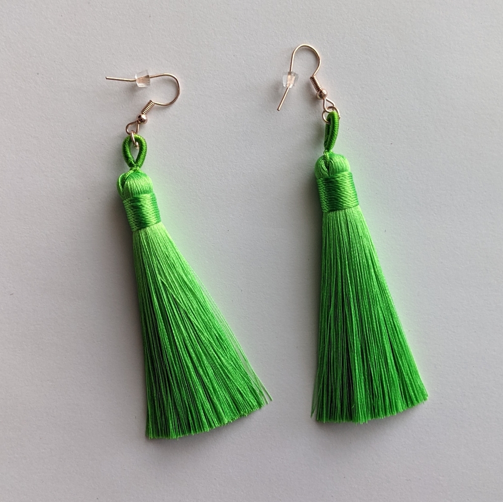 Green Tassel Earrings